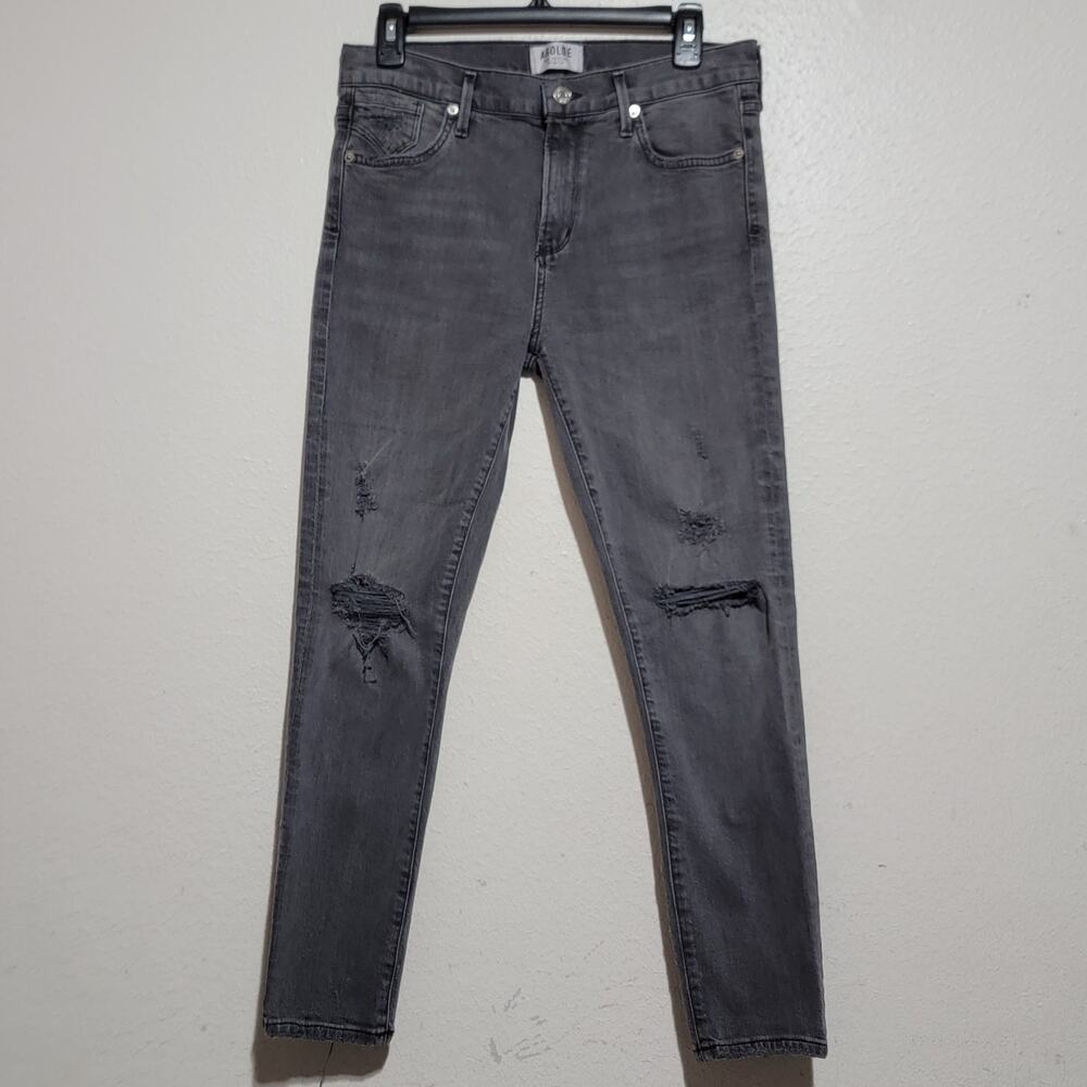 Agolde Sophie High Rise Skinny Crop Harlow Destructed Dark Gray Women 29